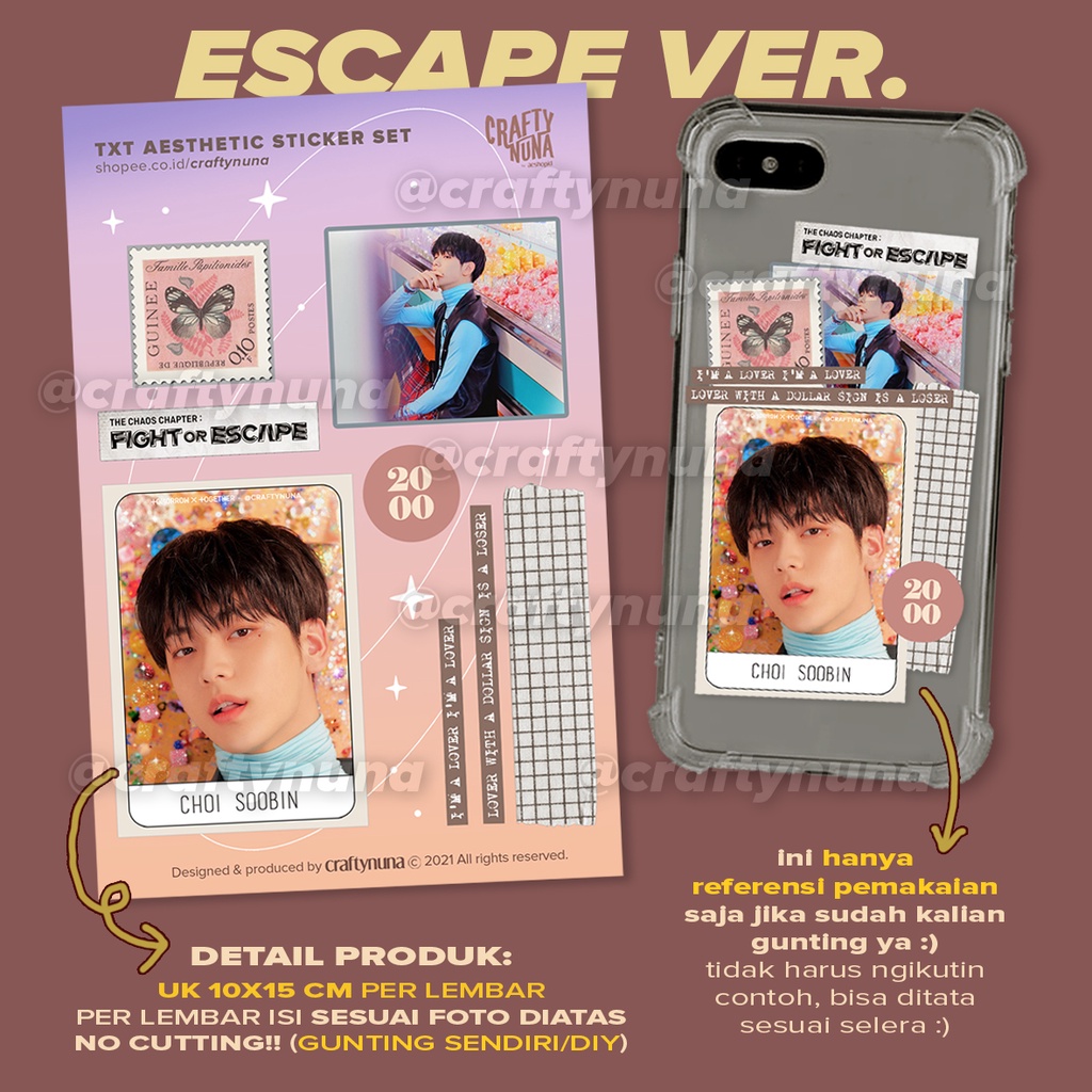 (TX-003) TXT The Chaos Chapter: Fight or Escape aesthetic sticker set DIY stiker case hp kpop estetik yeonjun