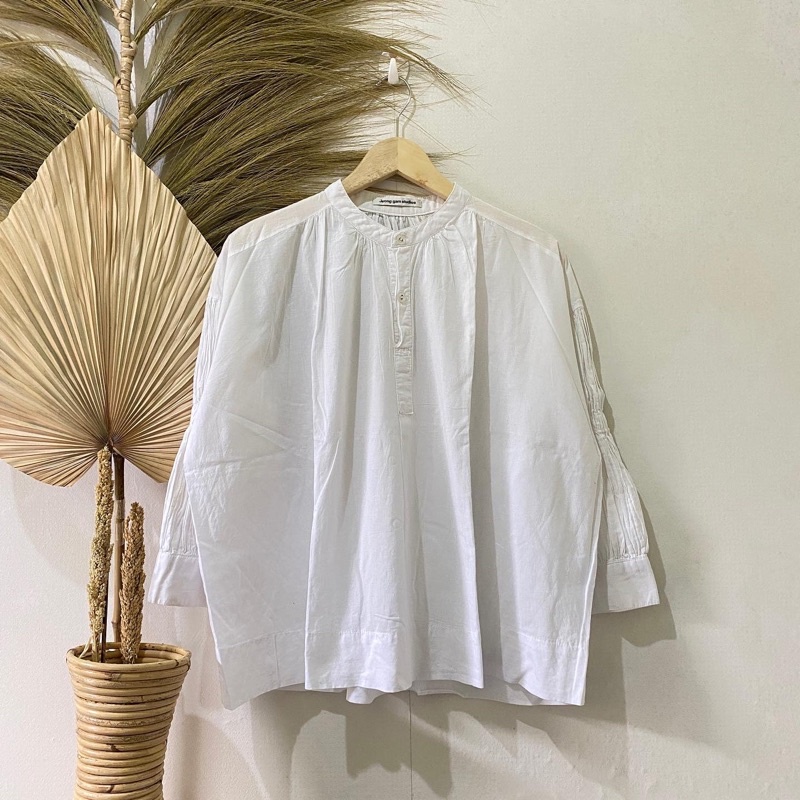 Thrift Kemeja Blouse Atasan Wanita Motif Polos Vintage - Batch 37 (B2-153 s/d B2-192)-B2-155