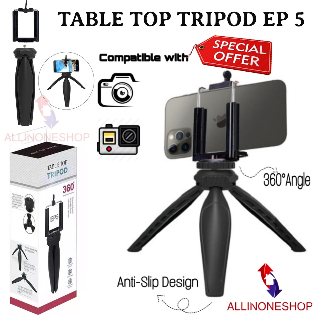 Tripod Mini EP5 / Table Top Tripod EP5 / Tripod Selfie Kamera Plus Holder U Smartphone / Tripod Hp / Tripod Camera