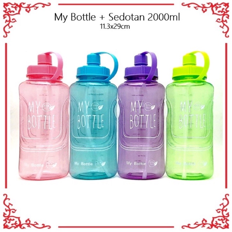 MY BOTTLE MINUM JUMBO 2 LITER - MY BOTOL TEMPAT AIR MINUM 2000 ML BESAR 2 LITER