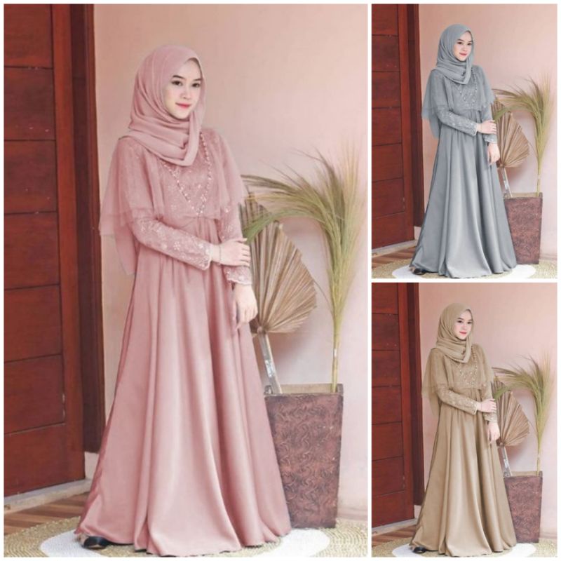 GAMIS EDELINE/MAXI TILE MUTIARA RUBI/GAMIS MUSLIM/PAKAIAN WANITA/GAMIS CANTIK/GAMIS TERBARU/GAMIS MU