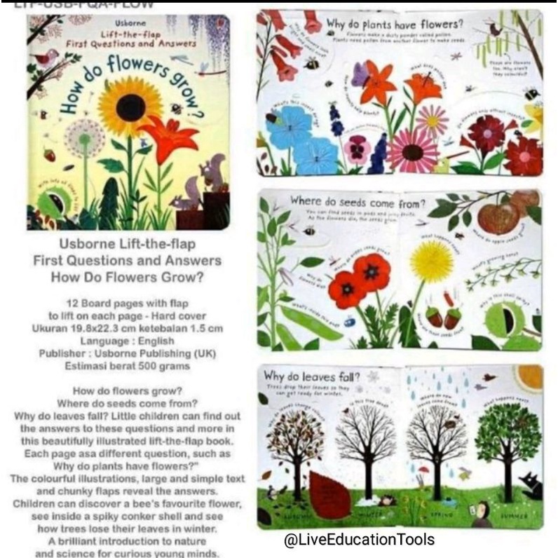 Usborne Lift The Flap How Do Flowers Grow D1 001 Shopee Indonesia