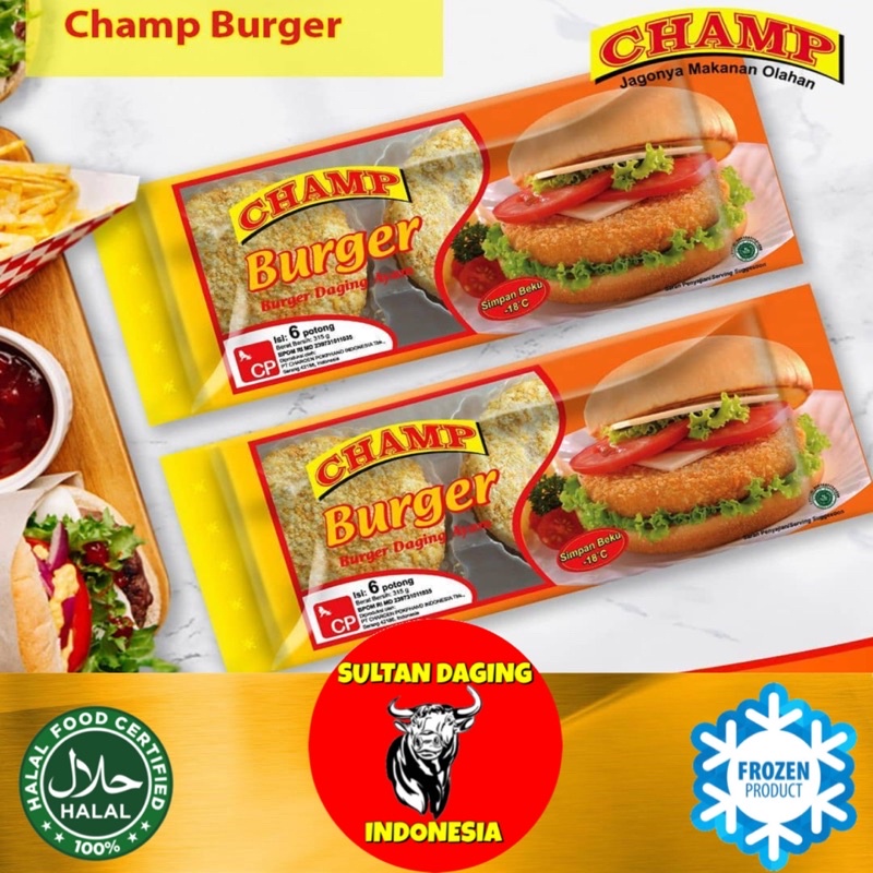 

BURGER AYAM CHAMP 315 GRAM ISI 6 PCS/ BURGER CHAMP/ BURGER AYAM/ AYAM BURGER/ CHICKEN BURGER/ BURGER