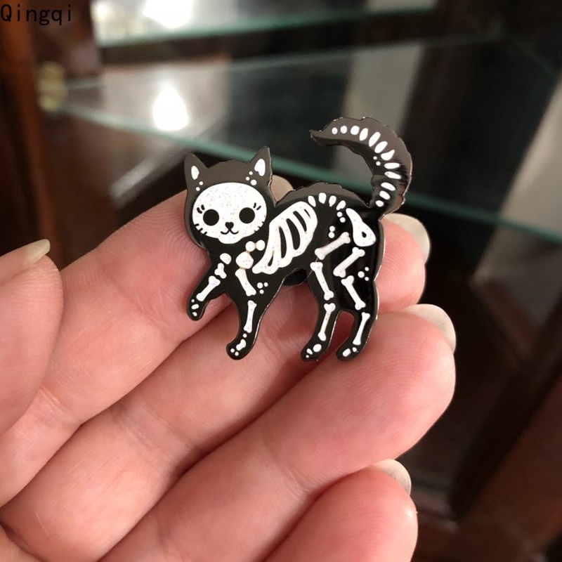 Bros Pin Enamel Bentuk Kucing Hitam Gaya Gothic Untuk Aksesoris