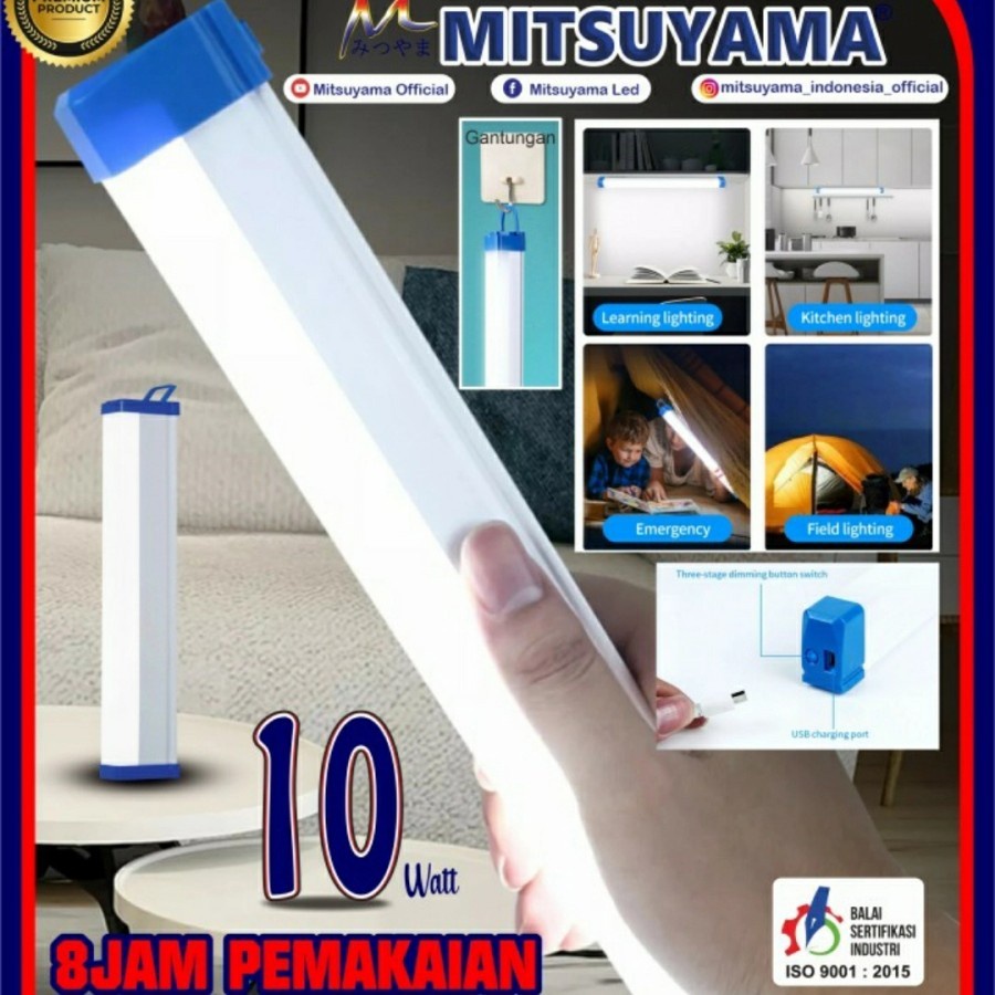 Lampu Belajar 10w MS-E7610 mitsuyama emergency cas Neon LED portable