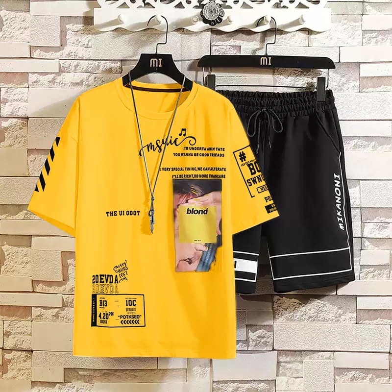 SETELAN KAOS PRIA STELAN COWOK LENGAN PENDEK + CELPEN MIKAMONI CASUAL