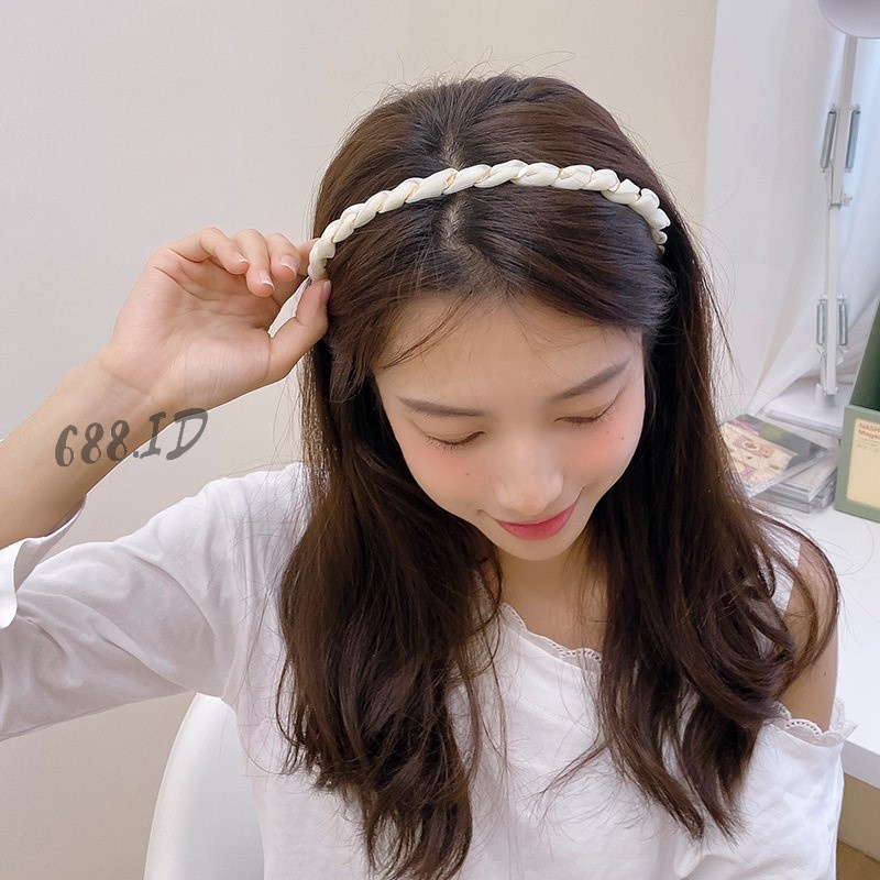 Bando Wanita Korea Kerut Lilit Emas Model Spiral Tali Kepangan Bandana Scrunchie untuk Anak dan Dewasa BDO 12