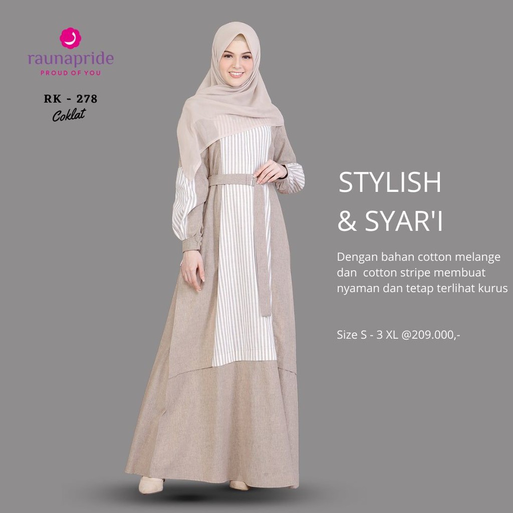RAUNA Gamis RK 278 Coklat size L