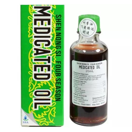 MEDICATED OIL 40ML 20 ML - Minyak Gosok 12 ML Herbal Shen Nong Si Four Season