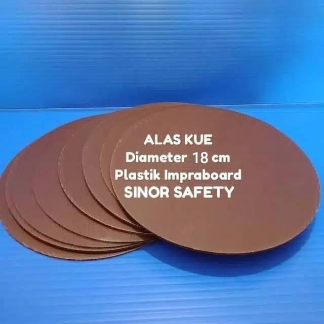 Alas Kue Bulat Diameter 18 Cm x 3mm Coklat Tebal Tatakan Plastik Impra
