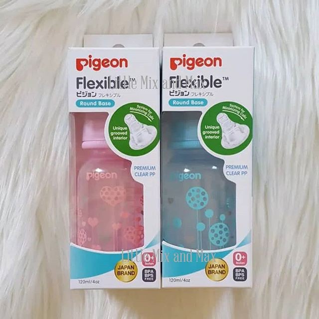 Pigeon Flexible 0+ Bulan 120ml Clear PP Bottle Biru / Pink