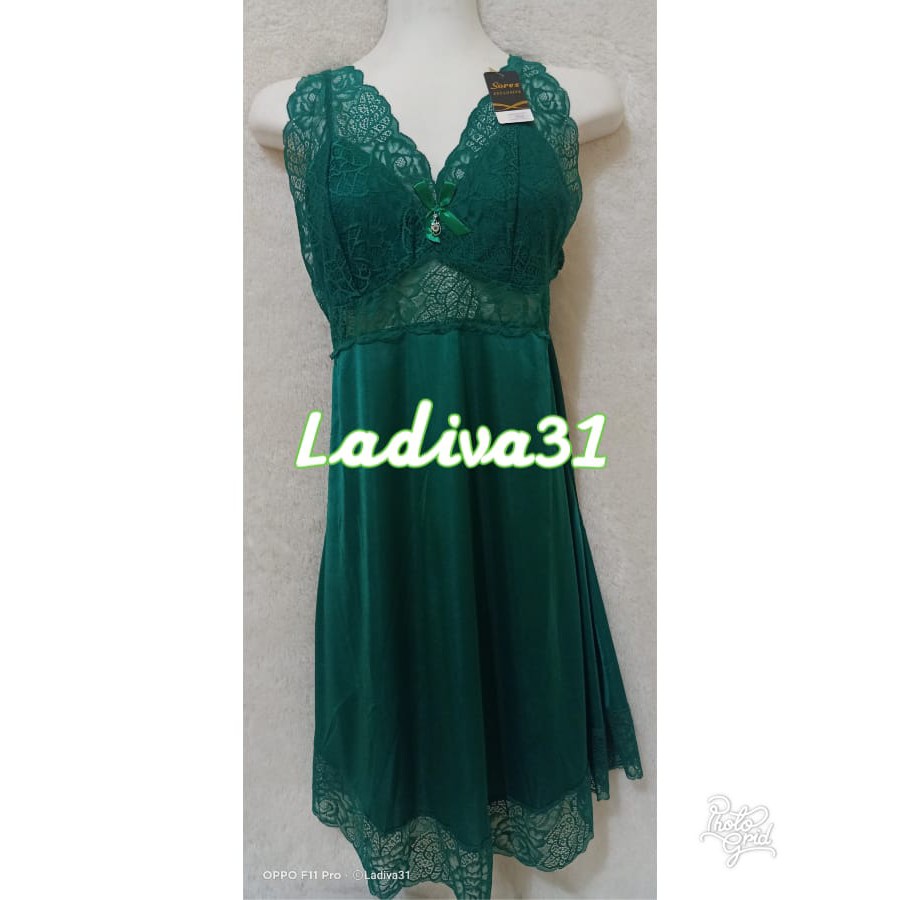 (SALE) Baju tidur WANITA DEWASA SEXY HOT LINGERIE Satin Premium Exclusive Sorex 7046 ORIGINAL-HIJAU TUA