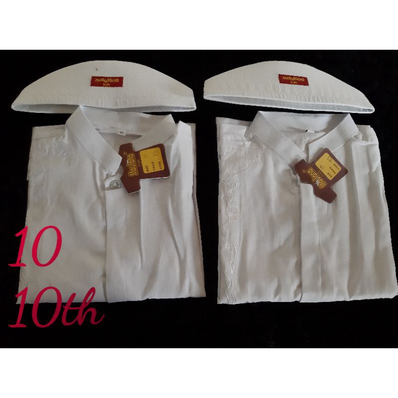 bajukoko putih setelan anak usia 8-10thn original maulana bahan katun