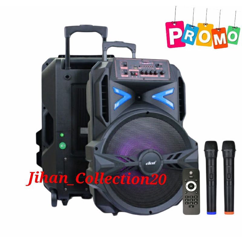 Speaker Aktif Portable 15 Inch DAT DT 1516 Bluetooth Extra Bass Free 2 Mic Wireless Speaker Karaoke