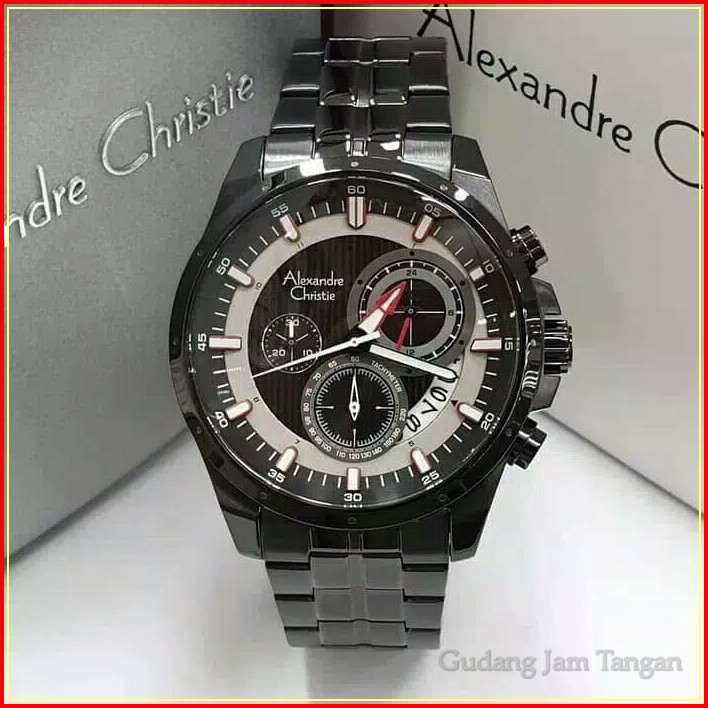 JAM TANGAN PRIA ALEXANDRE CHRISTIE AC 6496 FULL BLACK ORIGINAL