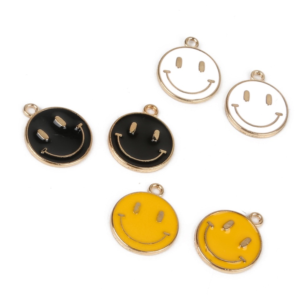 11x15mm Smiling Face Alloy Enamel Charms Pendant For DIY Necklace Pendant Making Jewelry Findings Accessories