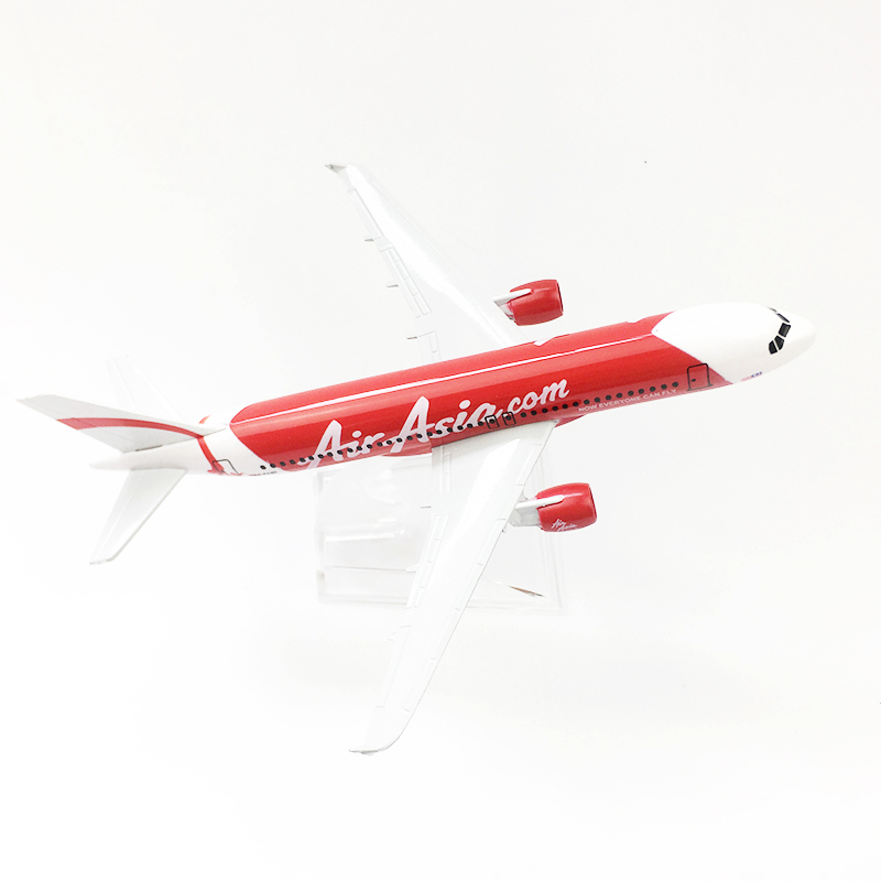 Air Asia A320 Model Pesawat Airbus 320 Bahan Metal Die-cast Warna Merah Putih Ukuran 16CM / 20CM