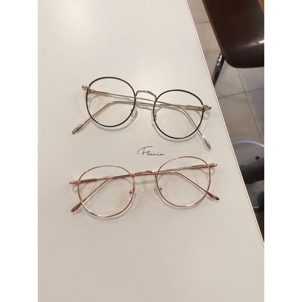 Flavia Eyewear - Kacamata Ursula Round Steel (custom minus, photochromic, blueray, bluechromic dan photobrown)