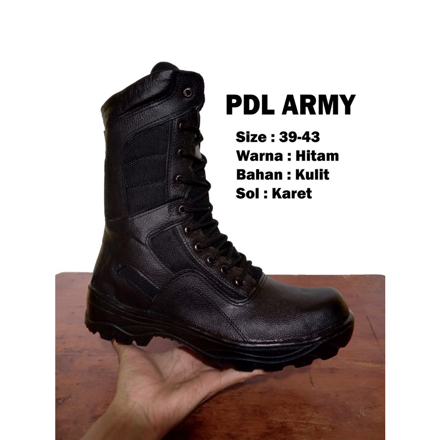 Sepatu Safety Murah Boot PDL ARMY HITAM, TNI POLISI PROYEK PABRIK