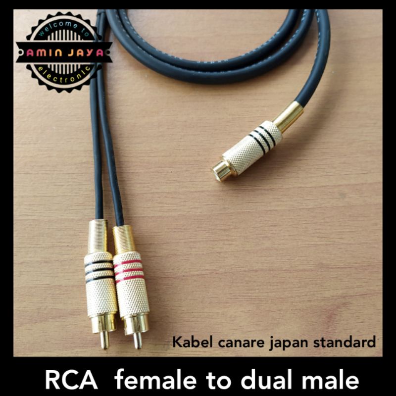 Spliter rca kabel jack rca female to dual male kabel canare 5 sampai 10 meter