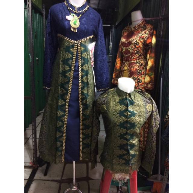 Gamis Batik brokat katun  prada motif songket