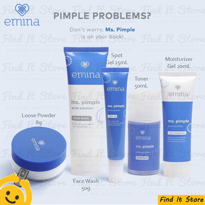 Emina Ms Pimple Acne Solution Series Face Wash | Toner | Moisturizing | Spot Gel | Sebum Fighter