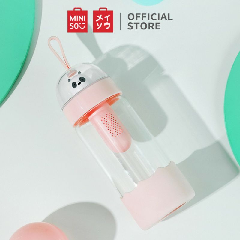 botol kaca miniso lucu we bare bear tea