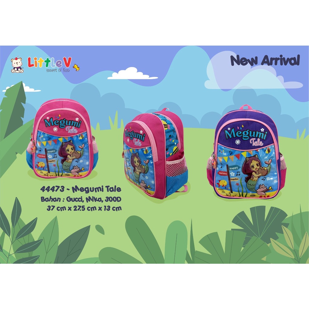 Tas Ransel Backpack Sekolah Anak Perempuan Little V Original Mermaid Megumi Tale