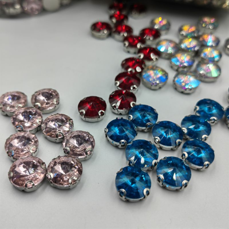 BATU STONE KRISTAL CANGKANG / CANGKRANG MOTIF BULAT UKURAN 12 MM PER 1 BUTIR KUALITAS BAGUS KILAU