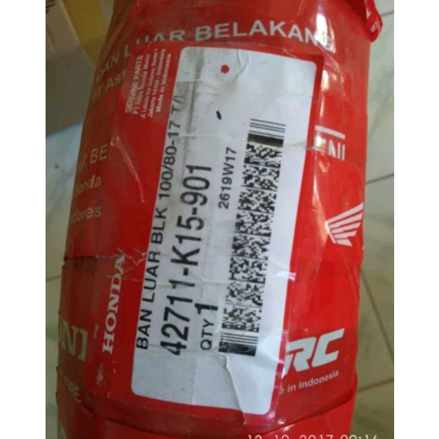 BAN LUAR BELAKANG CB150R ORI AHM TIRE RR (100/80 - 17NR85 T/L)