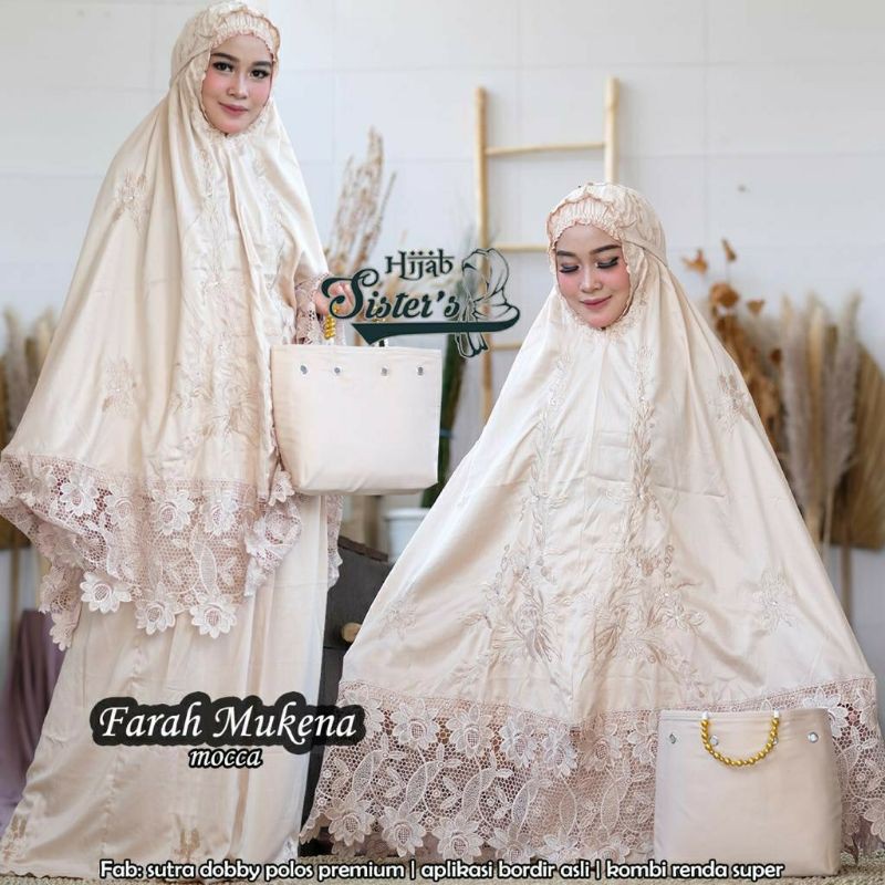 Mukena Khadijah Farah Satin Sutra Velvet // Mukena Renda Tile Mewah Terbaru JUmbo // Pakaian Muslim 