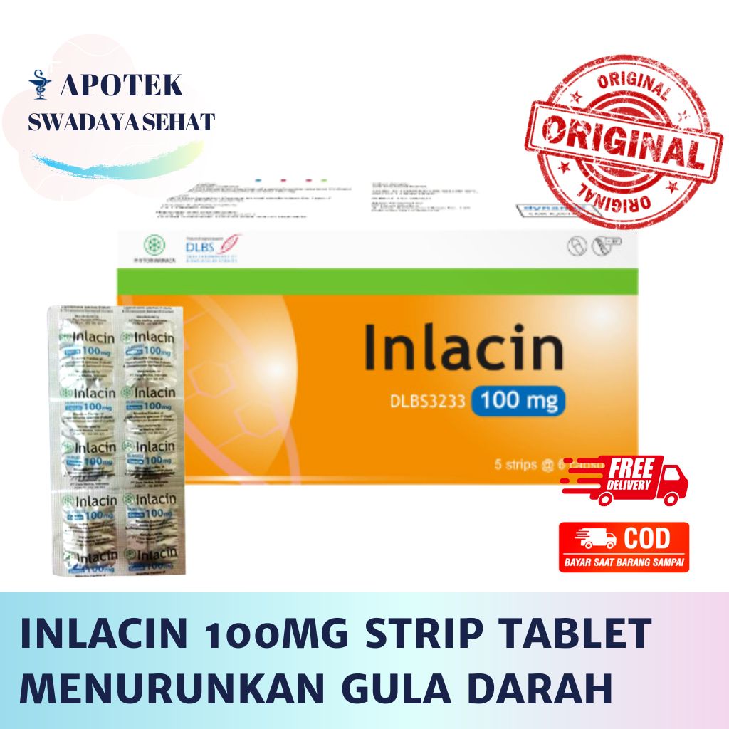 INLACIN 100MG Strip Tablet - Obat Membantu Menurunkan Kadar Gula Darah Diabetes