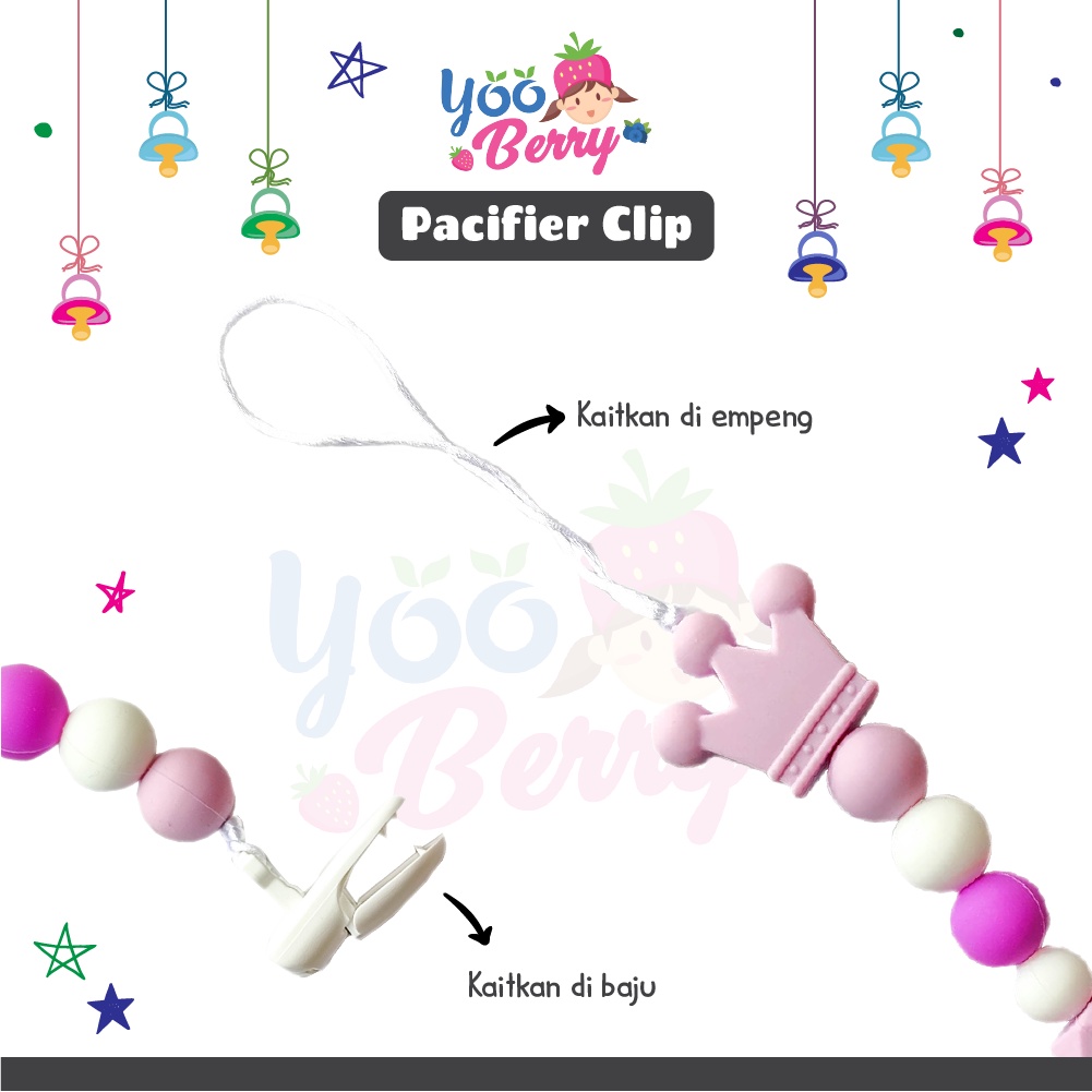 YooBerry Mart Pacifier Chain Tali Empeng Soother Bayi Crown Series Berry Mart