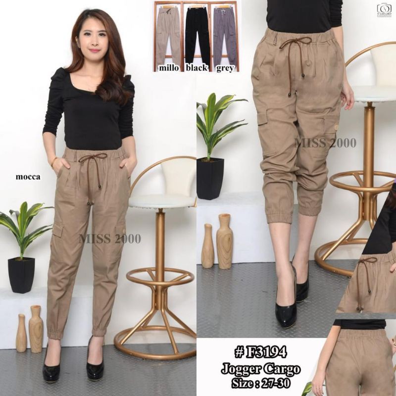 (BISA COD) NEW READY JOGGER CARGO TWIL SIZE 28-32 WANITA TWIL PREMIUM