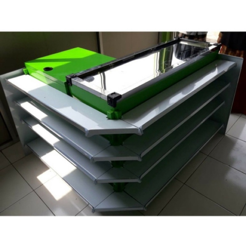 Meja kasir minimarket shelving