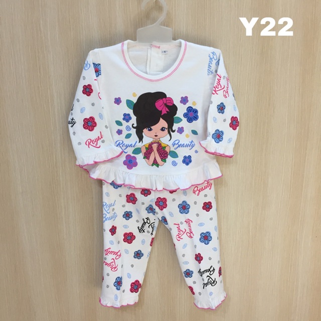 PIYAMA pjamas 1 2 3 tahun / setelan BAJU TIDUR BAYI DAN ANAK-ANAK cewek perempuan celana panjang tan