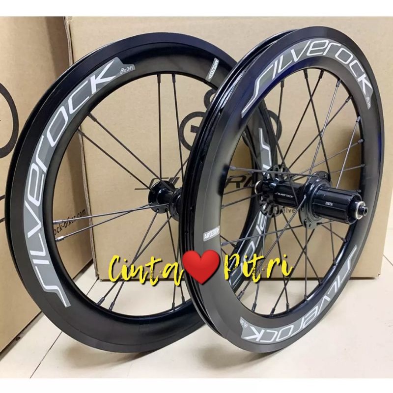 WHEELSET SILVEROCK 16 349 ORIGINAL BLACK EDITION FOR SEPEDA LIPAT RIMS 16 PLUS V U BRAKE
