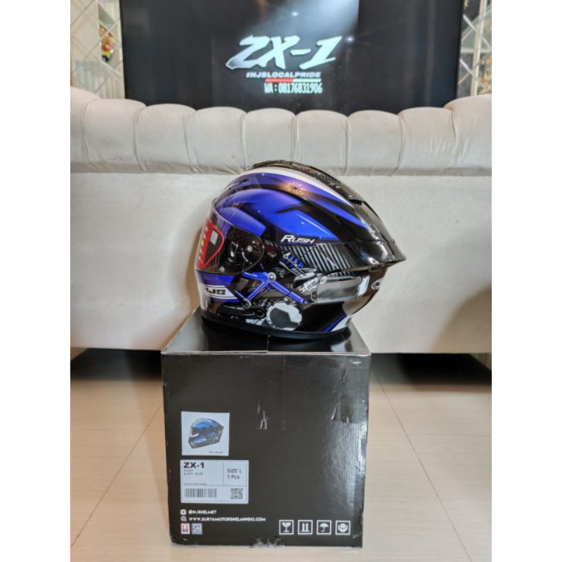 Helm NJS ZX 1 Motif Rush Blue Glossy Flip Size L