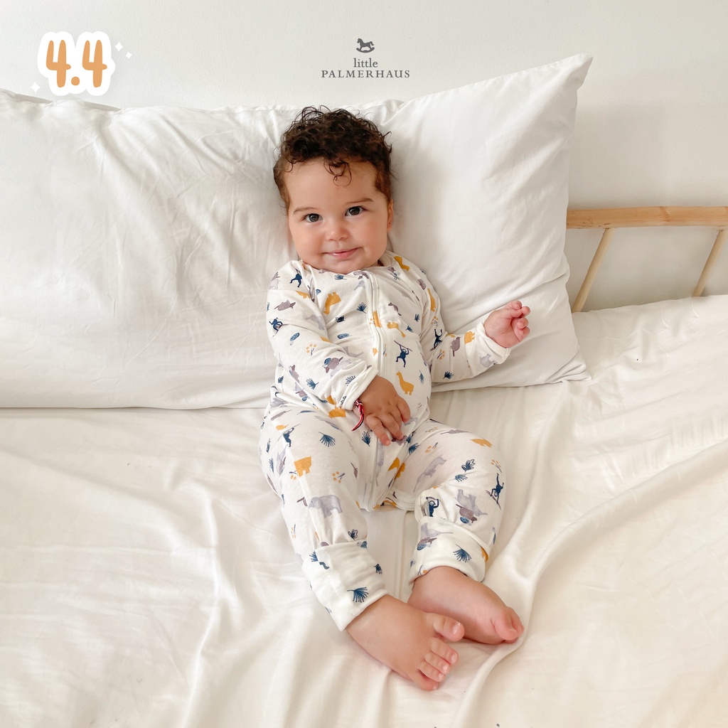 PROMO 7.7 PROMO BAJU LEBARAN Little Palmerhaus Sleepsuit Printed Jumper Panjang Bayi Romper Jumper Baju Anak / Baju Bayi 3 - 12Bulan