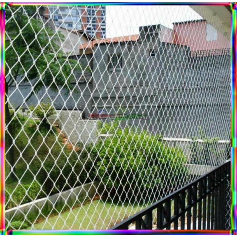 Jaring tambang nilon 6mm pengaman tangga balkon playground tahan UV lubang 15cm