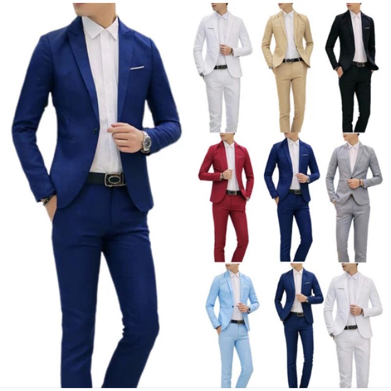 SETELAN JAS PRIA PLUS CELANA SLIMFIT/ONE SET JAS PLUS CELANA  KANTOR/SETELAN BLAZER PRIA