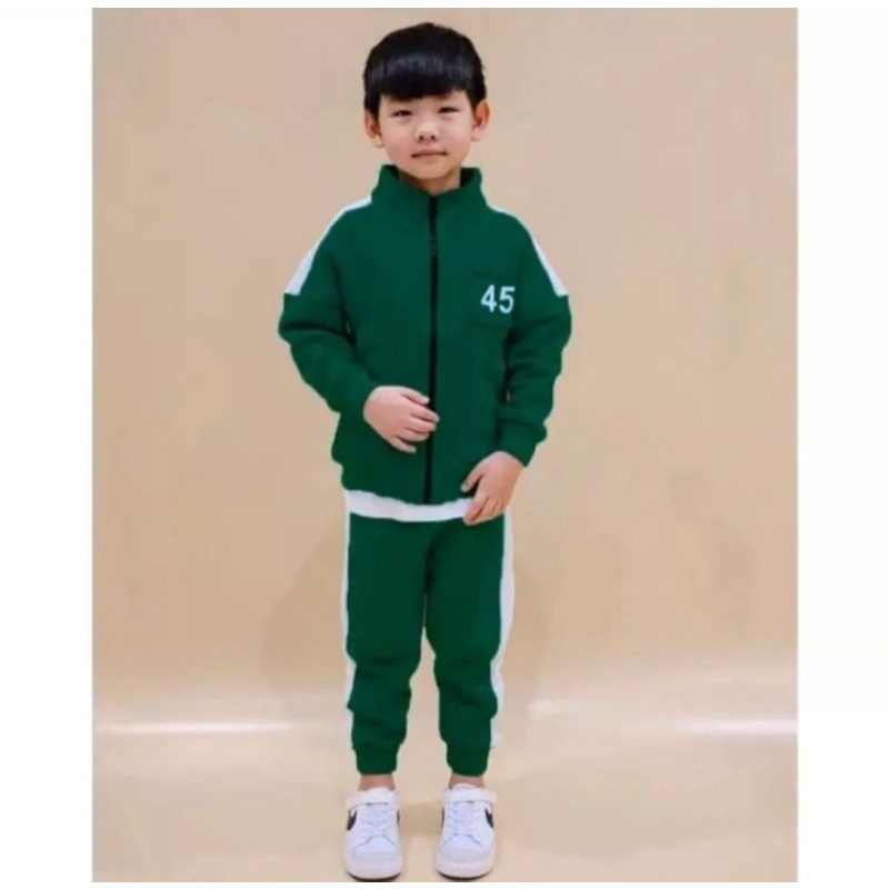 Promo Setelan Sweater Jaket Squaid Game Anak Masakini Pakaian Anak Perempuan Dan laki-laki Jaket Terpopuler