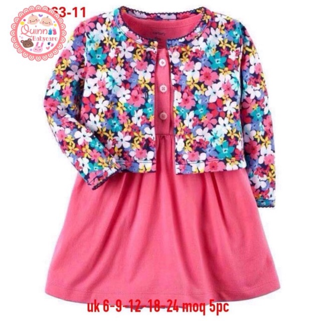 Dress Carter's Girl set 2 in 1 Cherish Tropical/ Romper bayi Carter's Girl set