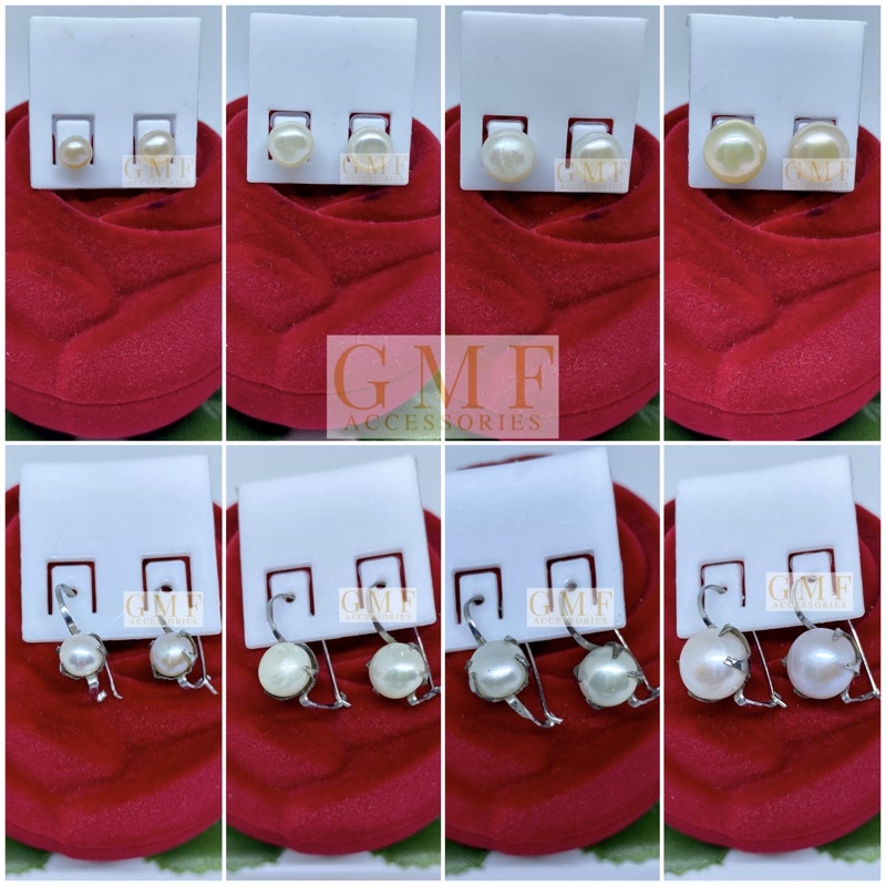 Giwang Monel Mutiara Air Tawar Anting Stud Mutiara Pearl Baja Putih Anti Karat Stainless Steel