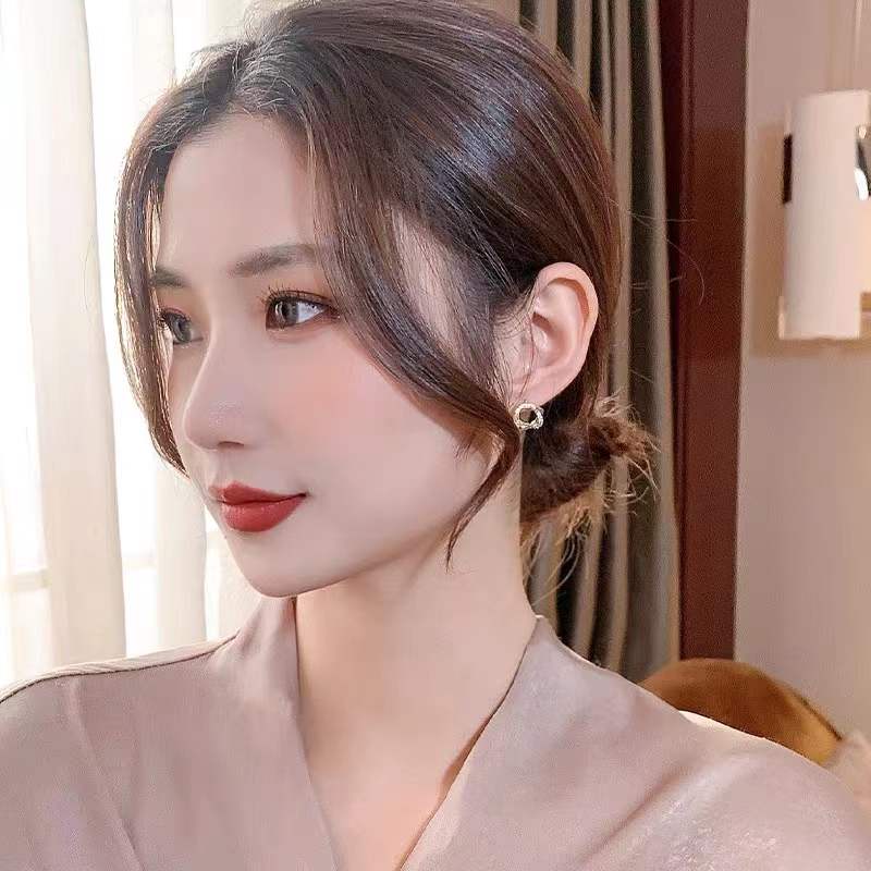 Anting s925 Silver Needle Bentuk Lingkaran Silang Gaya Simple
