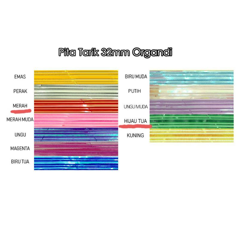 

JKT 5pcs Pita Tarik ORGANDI Metalik 32mm Pita Serut Besar Hiasan Parcel Kado