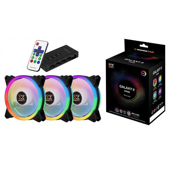 Fan Casing XIGMATEK Galaxy II Elite 3 Fan RGB 3in1 (REMOTE+CONTROLER)