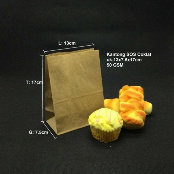 

Paperbag SOS S Coklat - Kantong Kertas Tipis 50 GSM