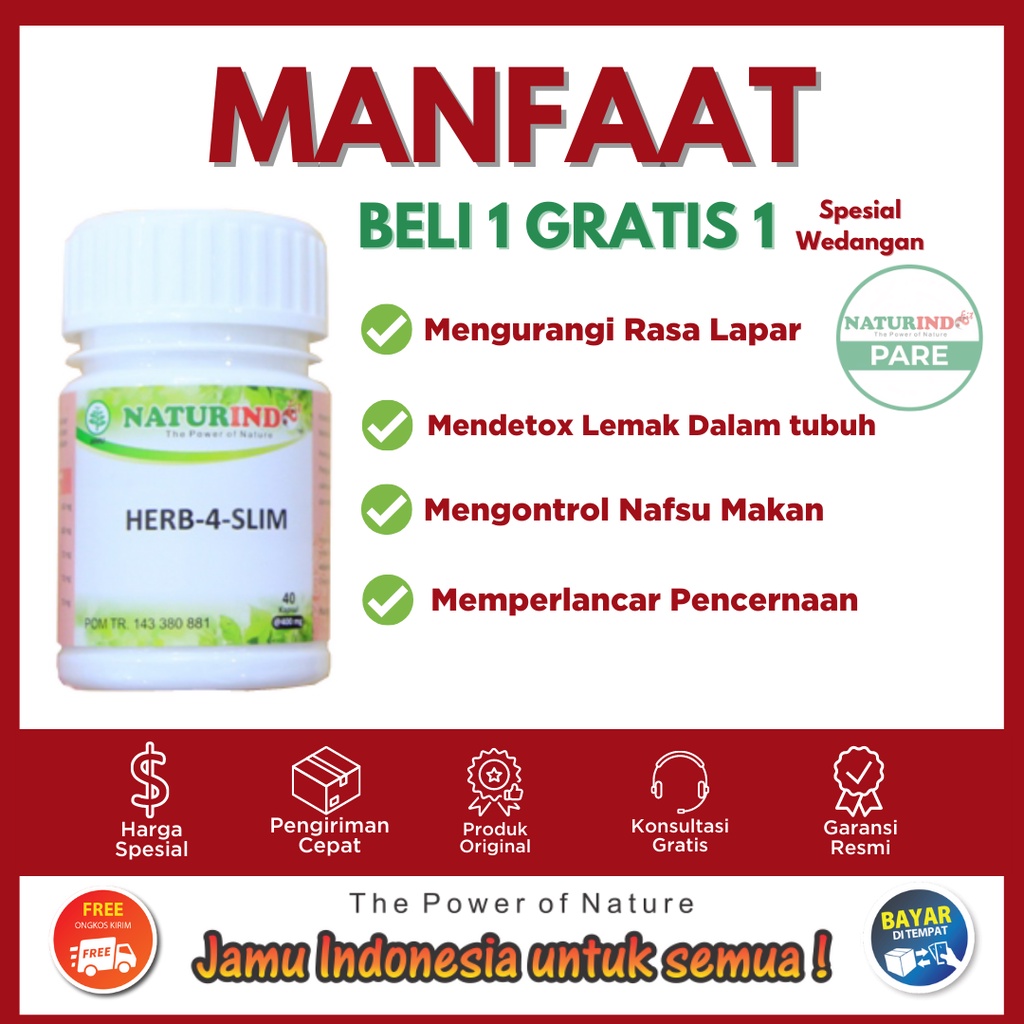 Obat Pelangsing Badan Diet Sehat Alami Herbal Pelangsing Sehat Wanita Lelaki Diet Sehat Alami Tanpa Operasi Lemak Herbal 100% Original BPOM HALAL MUI HERBASLIM HERB4SLIM NATURINDO-1