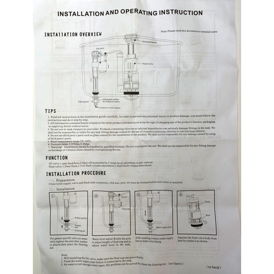 SPAREPART CLOSET / ALAT DALAM TANGKI CLOSET